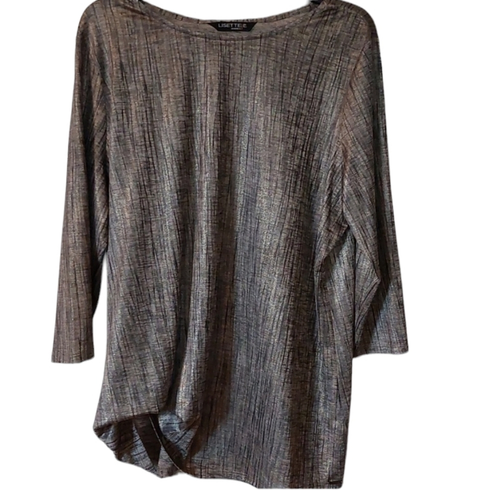 Lisette L Montreal Black and Gold Metallic Tunic XL New